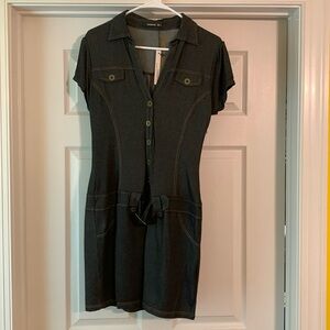 PattyBoutik faux denim detailed mini dress